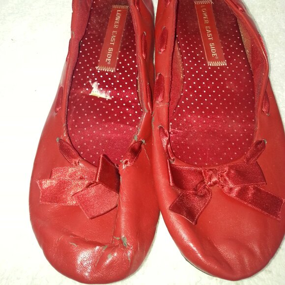 Size 8 Lower East Side Red Soft Vintage Ballet Flats - Picture 5 of 10